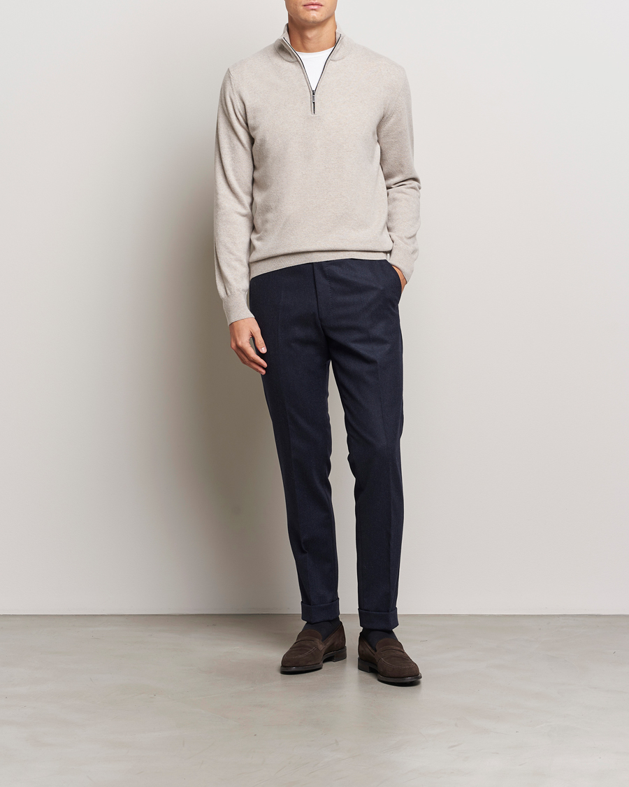 Homme | Pulls Et Tricots | Morgano | Wool/Cashmere Half-Zip Beige