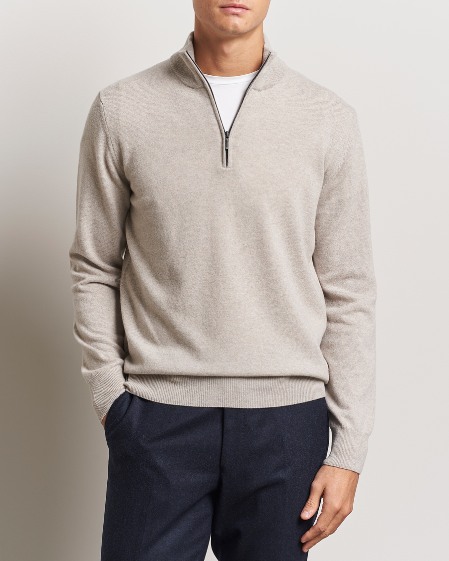 Homme | Pulls Et Tricots | Morgano | Wool/Cashmere Half-Zip Beige