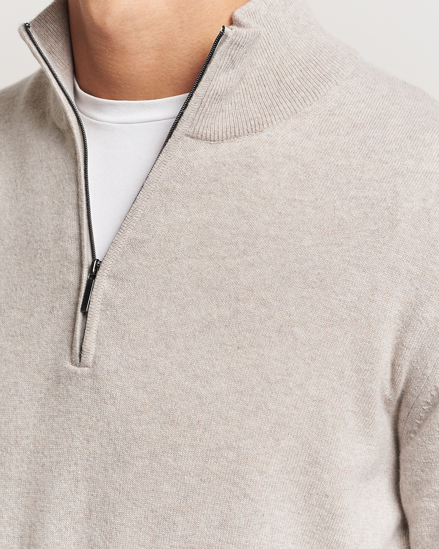 Homme | Pulls Et Tricots | Morgano | Wool/Cashmere Half-Zip Beige