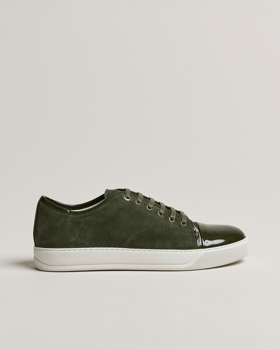 Homme | Lanvin Patent Cap Toe Sneaker Olive | Lanvin | Patent Cap Toe Sneaker Olive