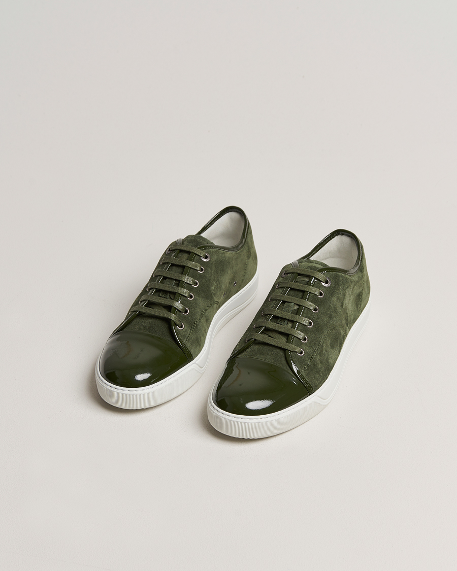 Homme | Chaussures En Daim | Lanvin | Patent Cap Toe Sneaker Olive