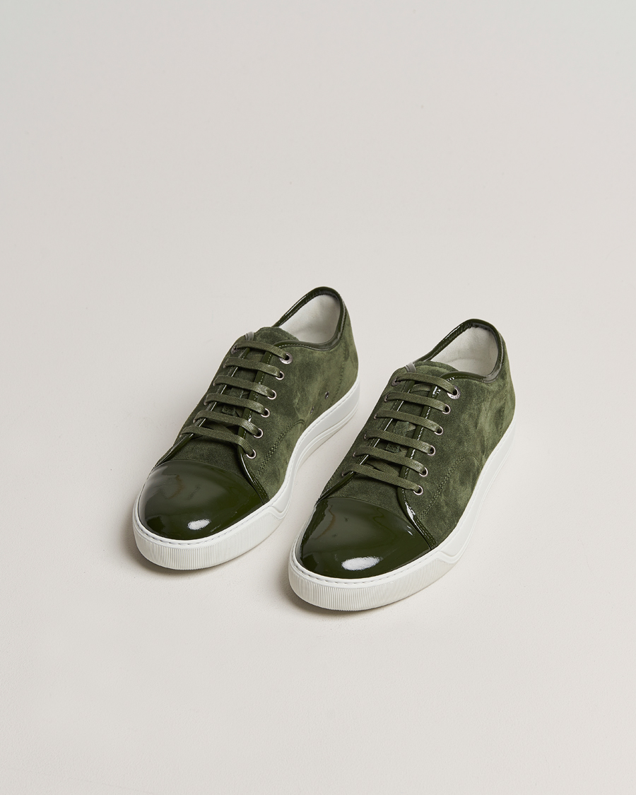 Homme | Lanvin Patent Cap Toe Sneaker Olive | Lanvin | Patent Cap Toe Sneaker Olive