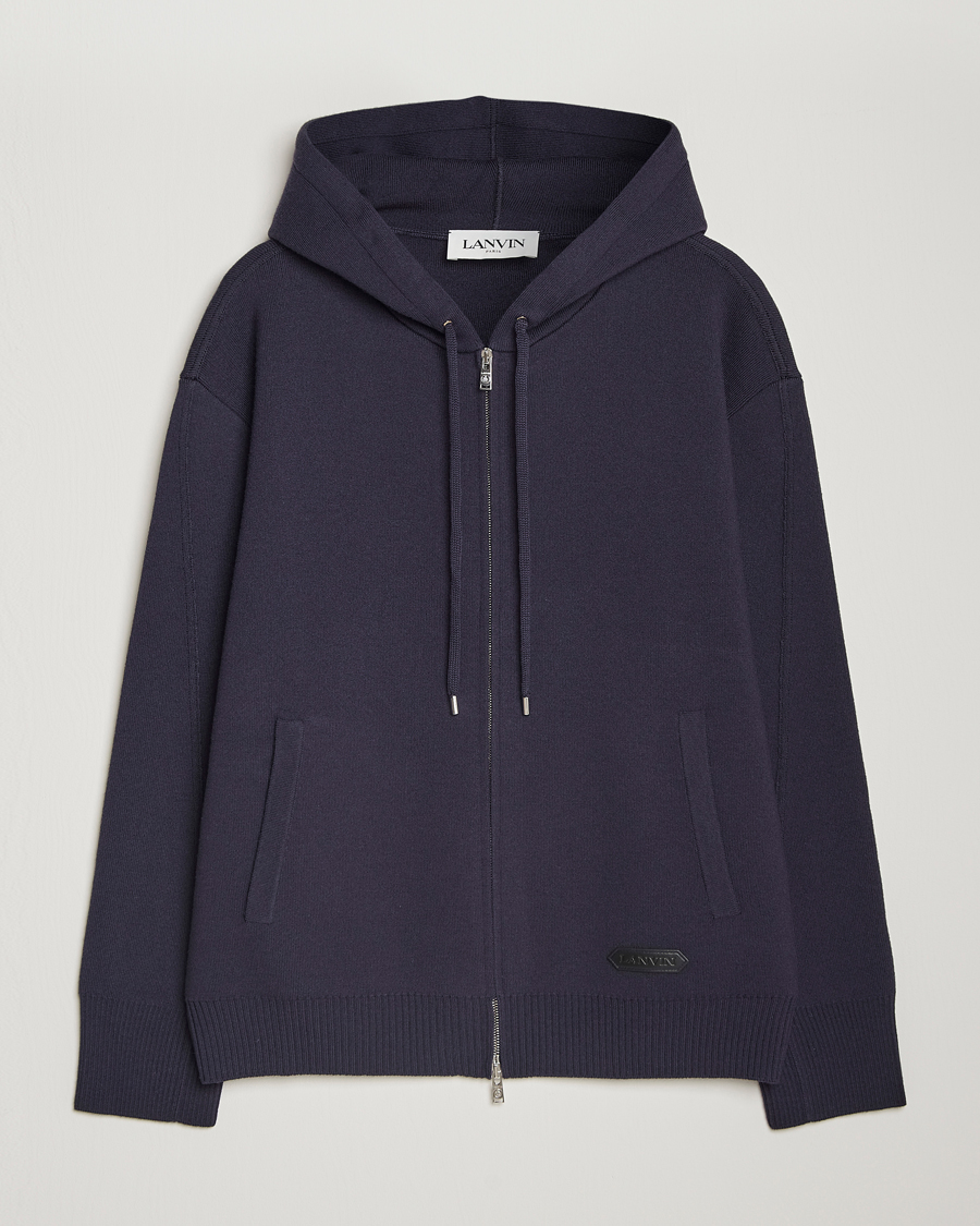 Homme | Pulls Et Tricots | Lanvin | Merino Full Zip Hoodie Japanese Ink