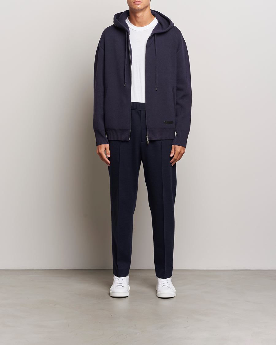Homme | Pulls Et Tricots | Lanvin | Merino Full Zip Hoodie Japanese Ink