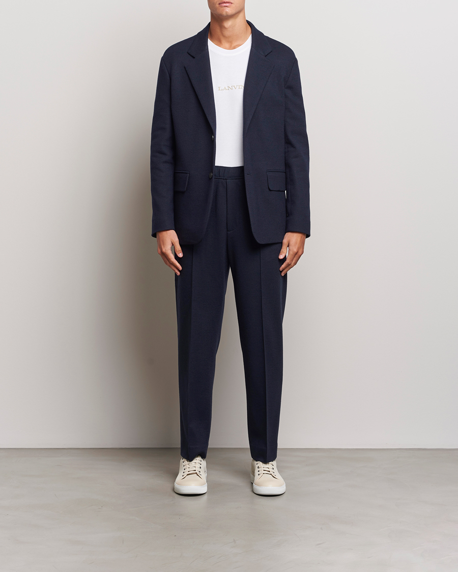 Homme | Pantalons | Lanvin | Wool Drawstring Trousers Navy