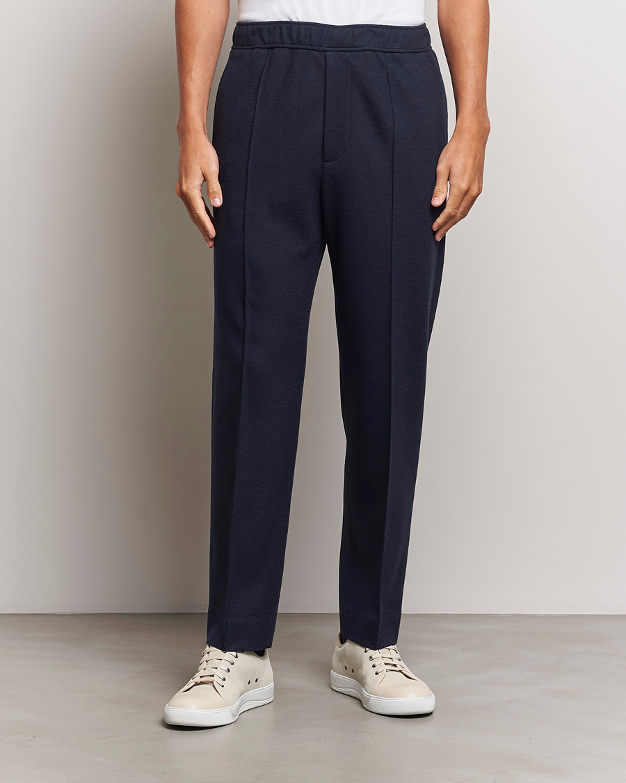 Homme | Pantalons | Lanvin | Wool Drawstring Trousers Navy