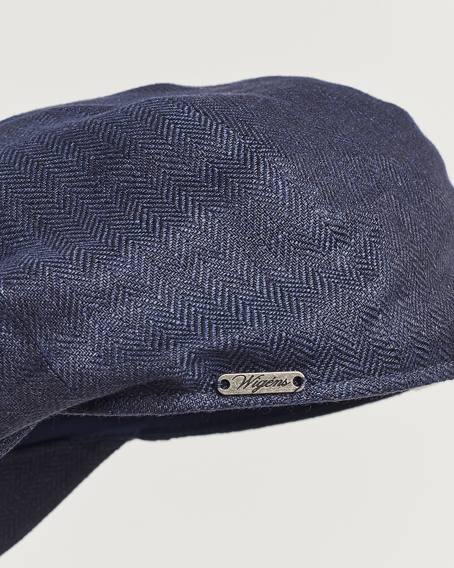 Homme | Bobs Et Casquettes | Wigéns | Newsboy Classic Linen Herringbone Cap Navy