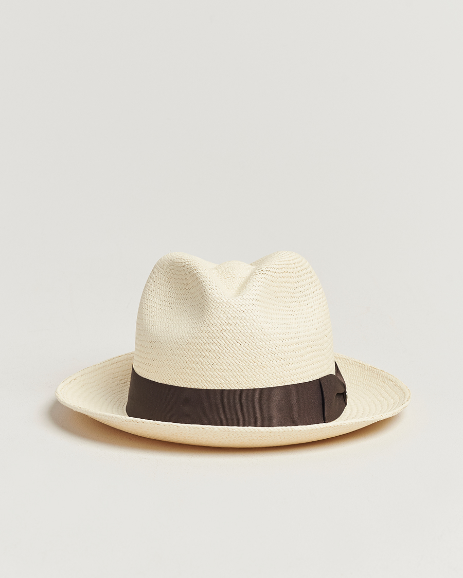 Homme | Bobs Et Casquettes | Wigéns | Trilby Panama Hat White/Dark Brown