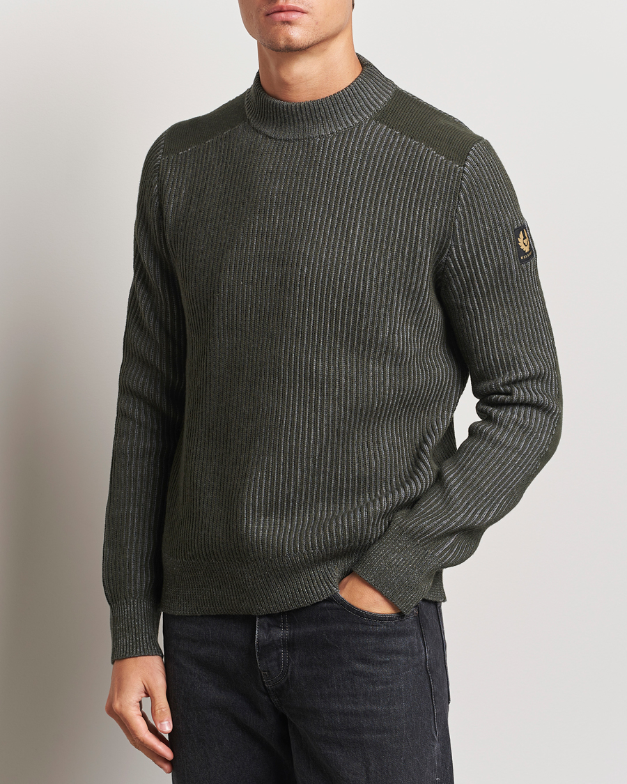 Homme | Pulls Et Tricots | Belstaff | Stanley Cotton/Wool Mock Neck Tile Green