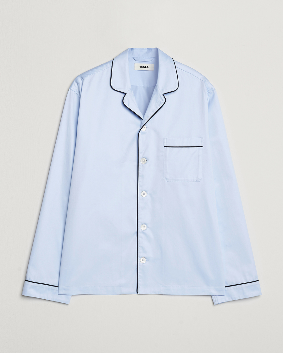 Homme | Peignoirs Et Pyjamas | Tekla | Sateen Pyjama Shirt Bellhop Blue