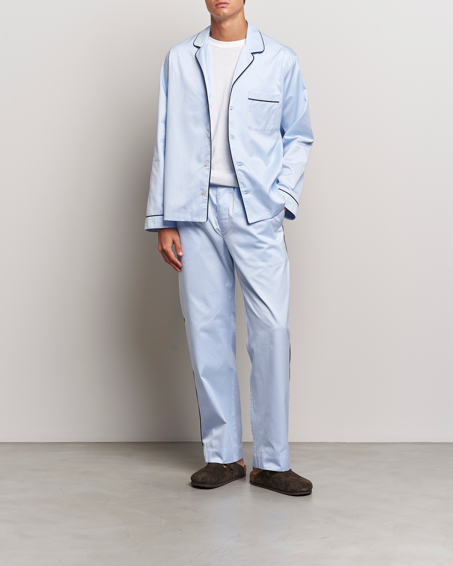 Homme | Peignoirs Et Pyjamas | Tekla | Sateen Pyjama Shirt Bellhop Blue