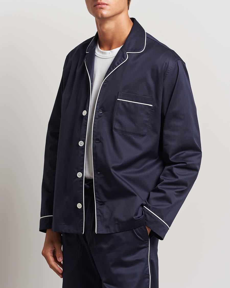 Homme | Tekla Sateen Pyjama Shirt Chelsea Navy | Tekla | Sateen Pyjama Shirt Chelsea Navy