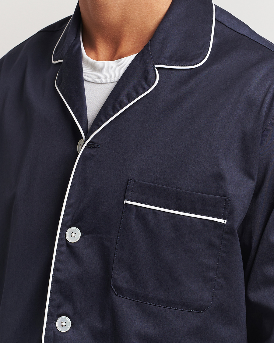 Homme | Tekla Sateen Pyjama Shirt Chelsea Navy | Tekla | Sateen Pyjama Shirt Chelsea Navy