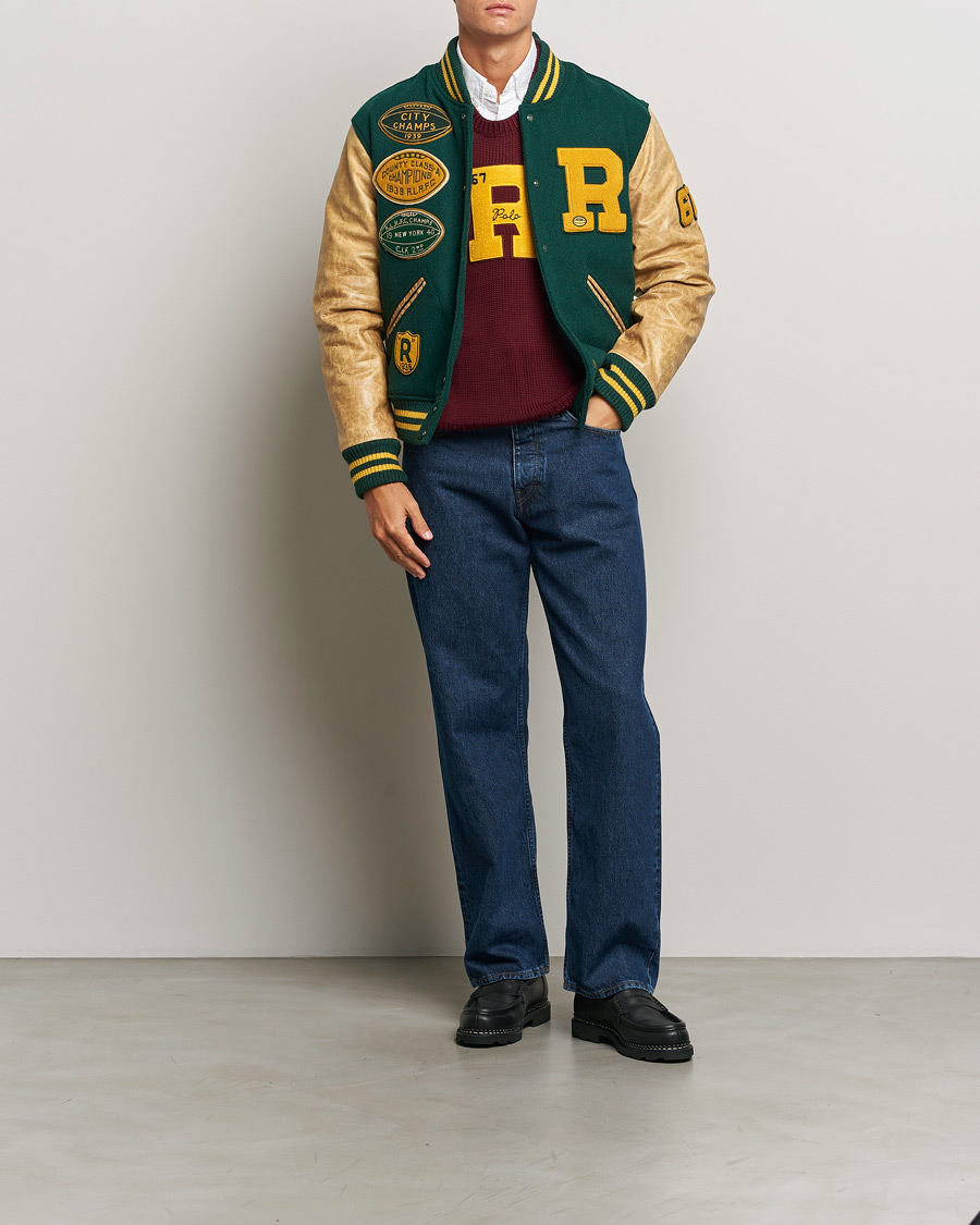 Homme | Manteaux Et Vestes | Polo Ralph Lauren | Varsity Leather Bomber Moss Agate