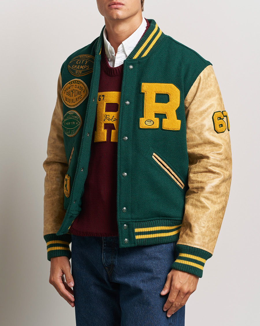 Homme | Manteaux Et Vestes | Polo Ralph Lauren | Varsity Leather Bomber Moss Agate