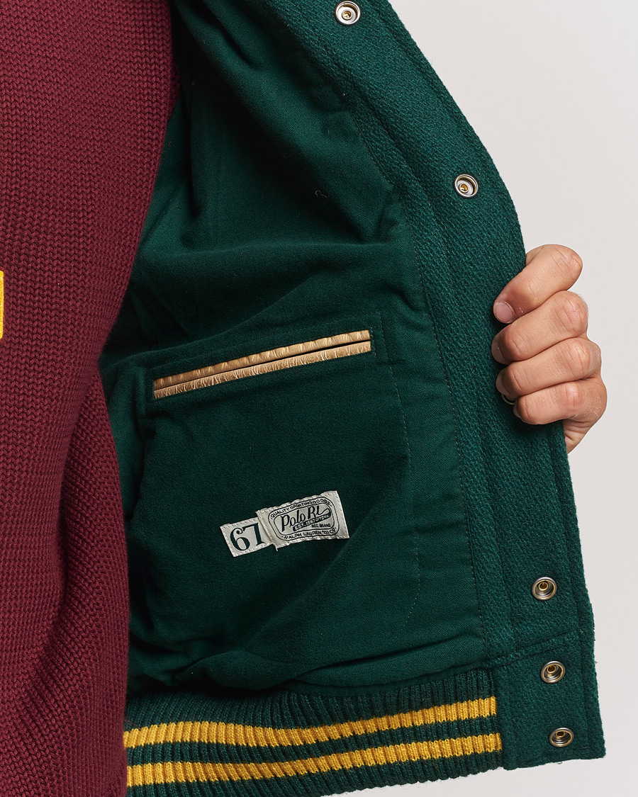 Homme | Manteaux Et Vestes | Polo Ralph Lauren | Varsity Leather Bomber Moss Agate