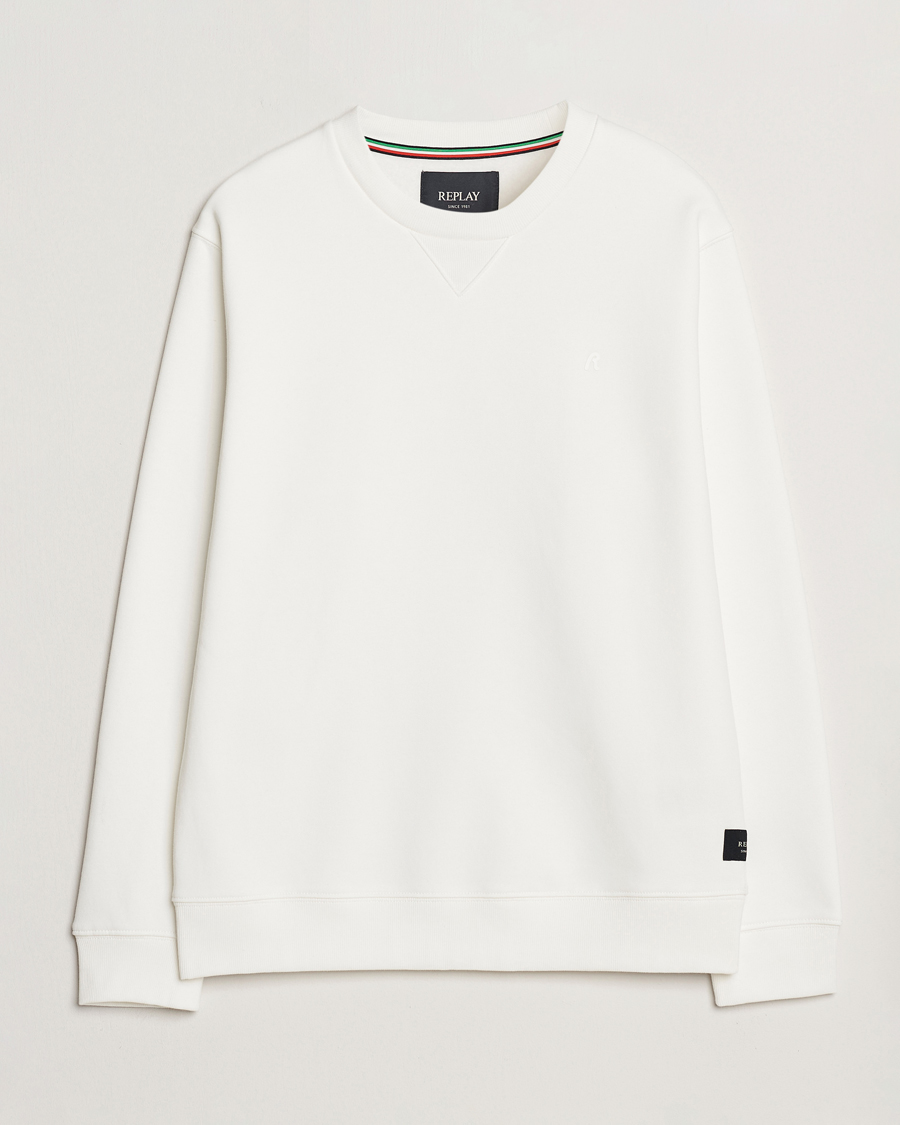 Homme | Pulls Et Tricots | Replay | Tonal Logo Crew Neck Sweatshirt Off White