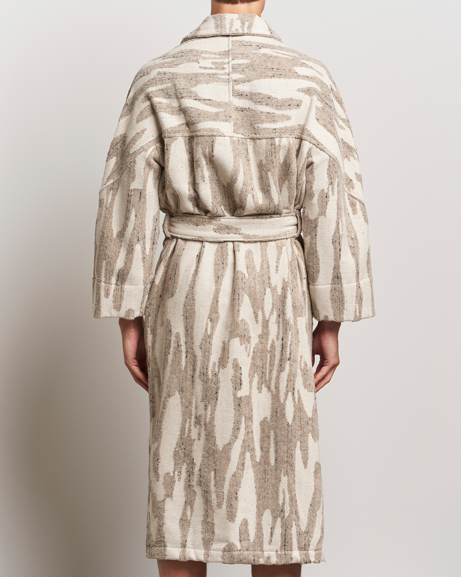 Homme | Peignoirs Et Pyjamas | OAS | Fern Linen Terry Statement Robe Beige/White