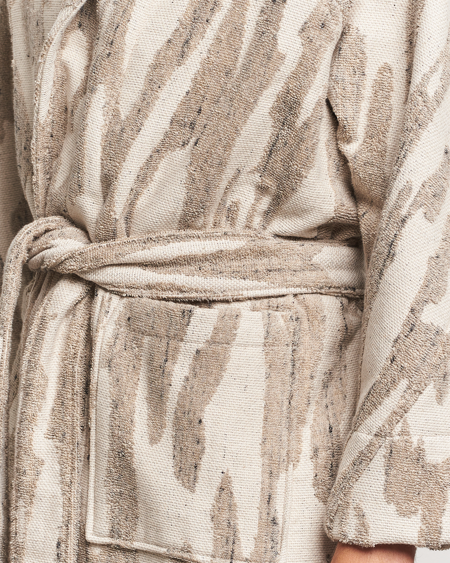 Homme | Peignoirs Et Pyjamas | OAS | Fern Linen Terry Statement Robe Beige/White