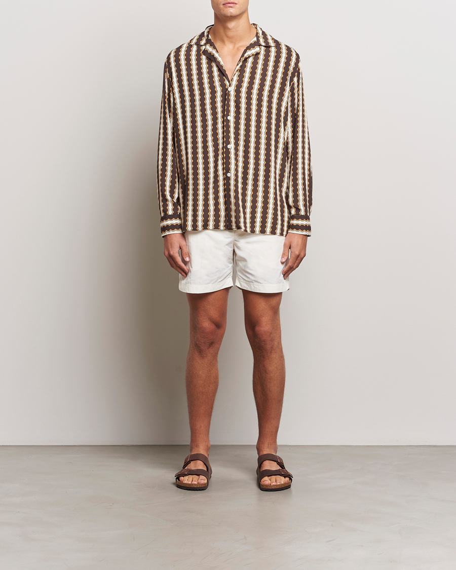 Homme | Chemises | OAS | Rapallo Long Sleeve Viscose Shirt Brown/Beige