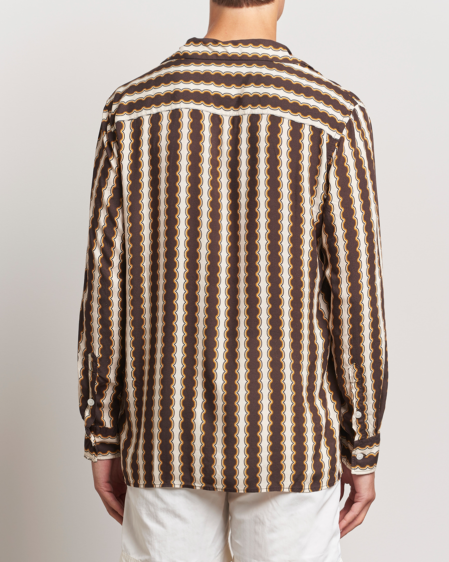 Homme | Chemises | OAS | Rapallo Long Sleeve Viscose Shirt Brown/Beige