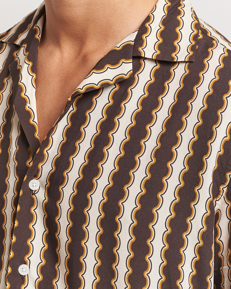 Homme | Chemises | OAS | Rapallo Long Sleeve Viscose Shirt Brown/Beige