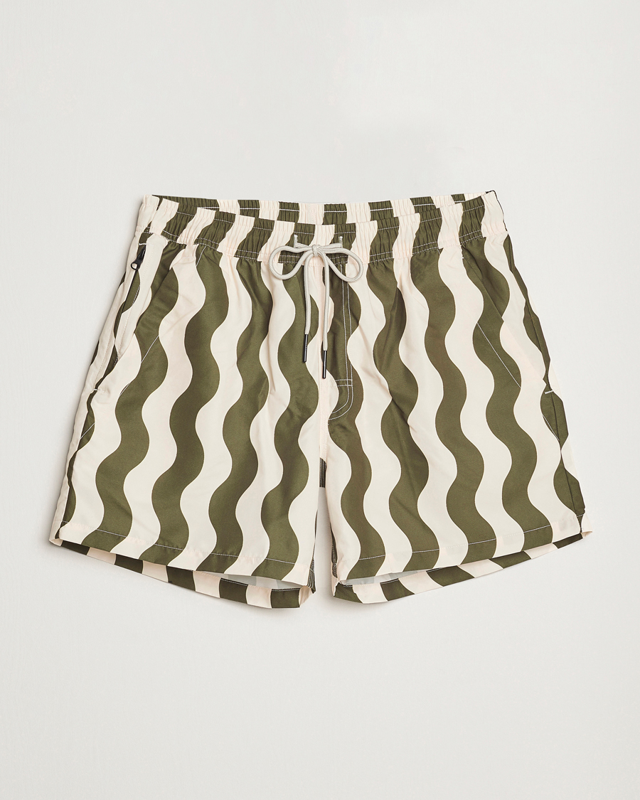 Homme | Maillots De Bain | OAS | Forest Waver Swim Shorts Green/White