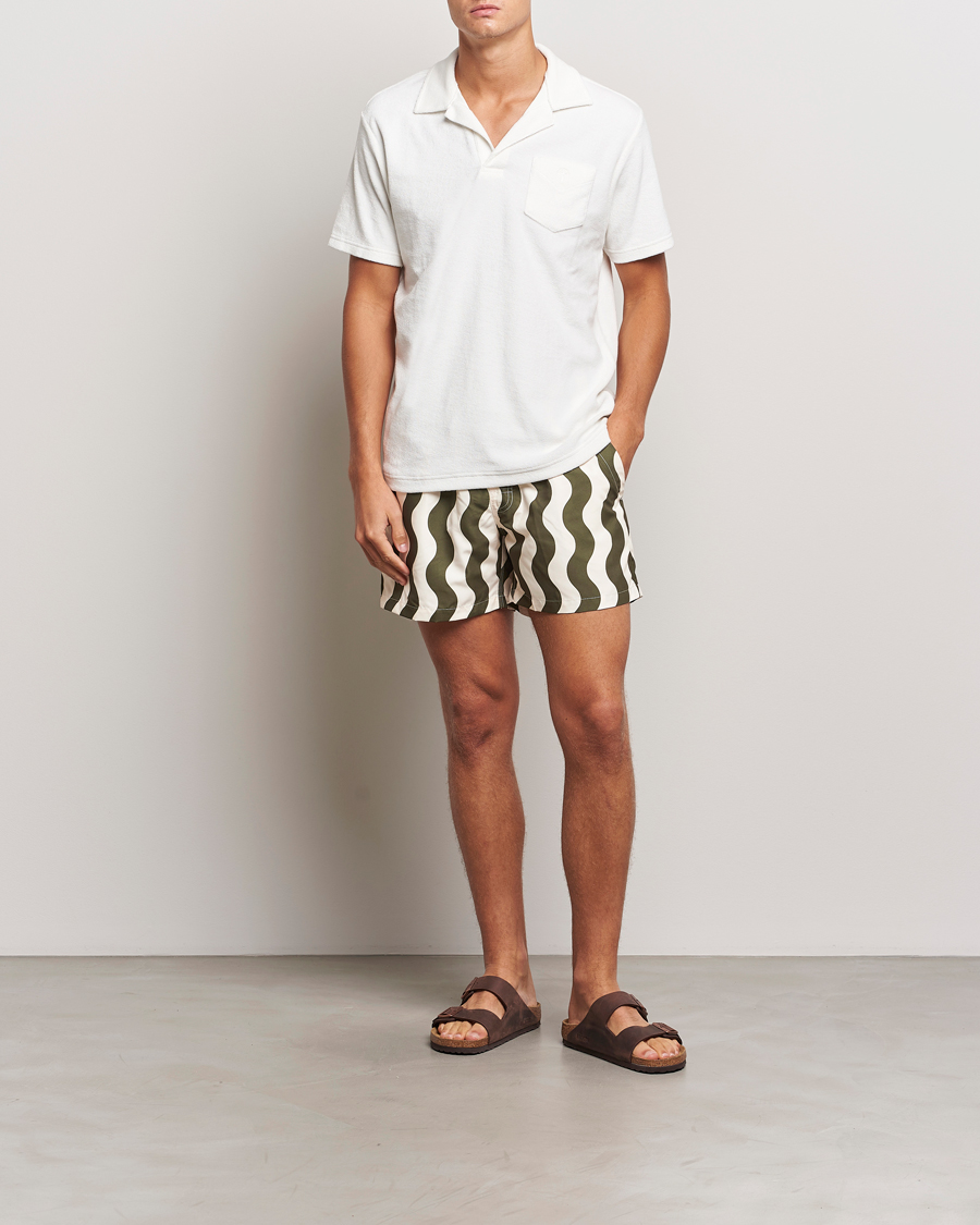 Homme | Maillots De Bain | OAS | Forest Waver Swim Shorts Green/White
