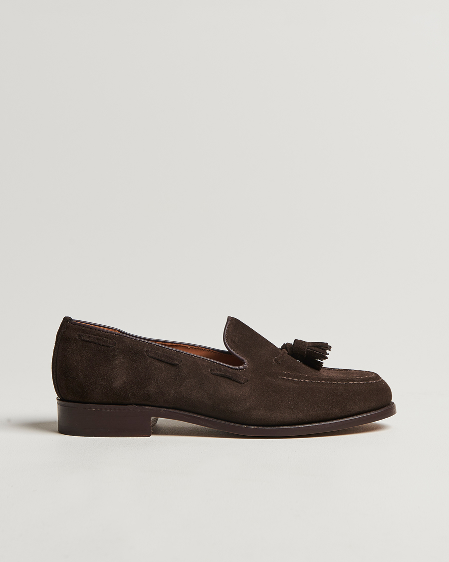 Homme | Sanders Finschley Suede Tassel Loafer Chocolate | Sanders | Finschley Suede Tassel Loafer Chocolate