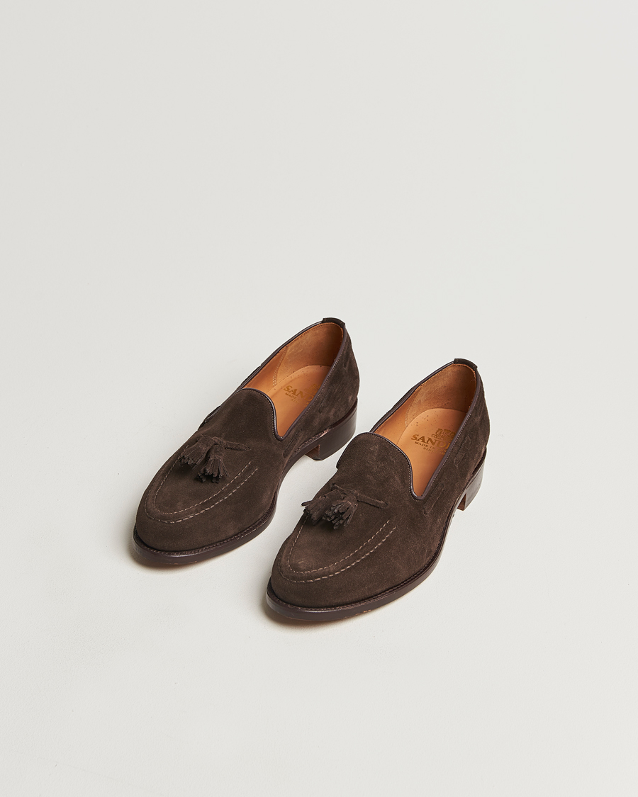Homme | Sanders Finschley Suede Tassel Loafer Chocolate | Sanders | Finschley Suede Tassel Loafer Chocolate
