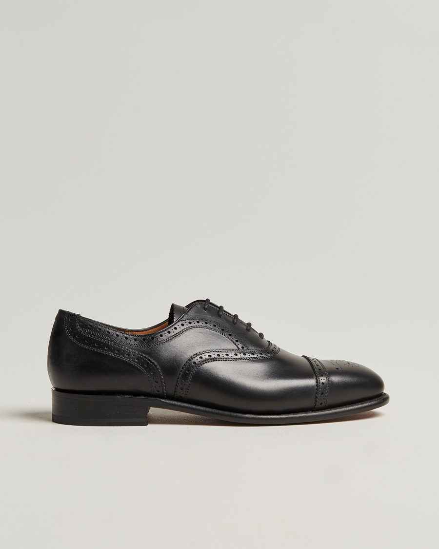 Homme | Sanders Moorgate Calf Semi Brogue Oxford Black | Sanders | Moorgate Calf Semi Brogue Oxford Black