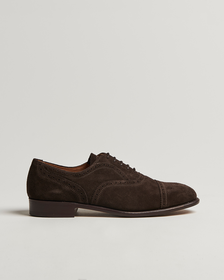 Homme | Sanders Moorgate Suede Semi Brogue Chocolate | Sanders | Moorgate Suede Semi Brogue Chocolate