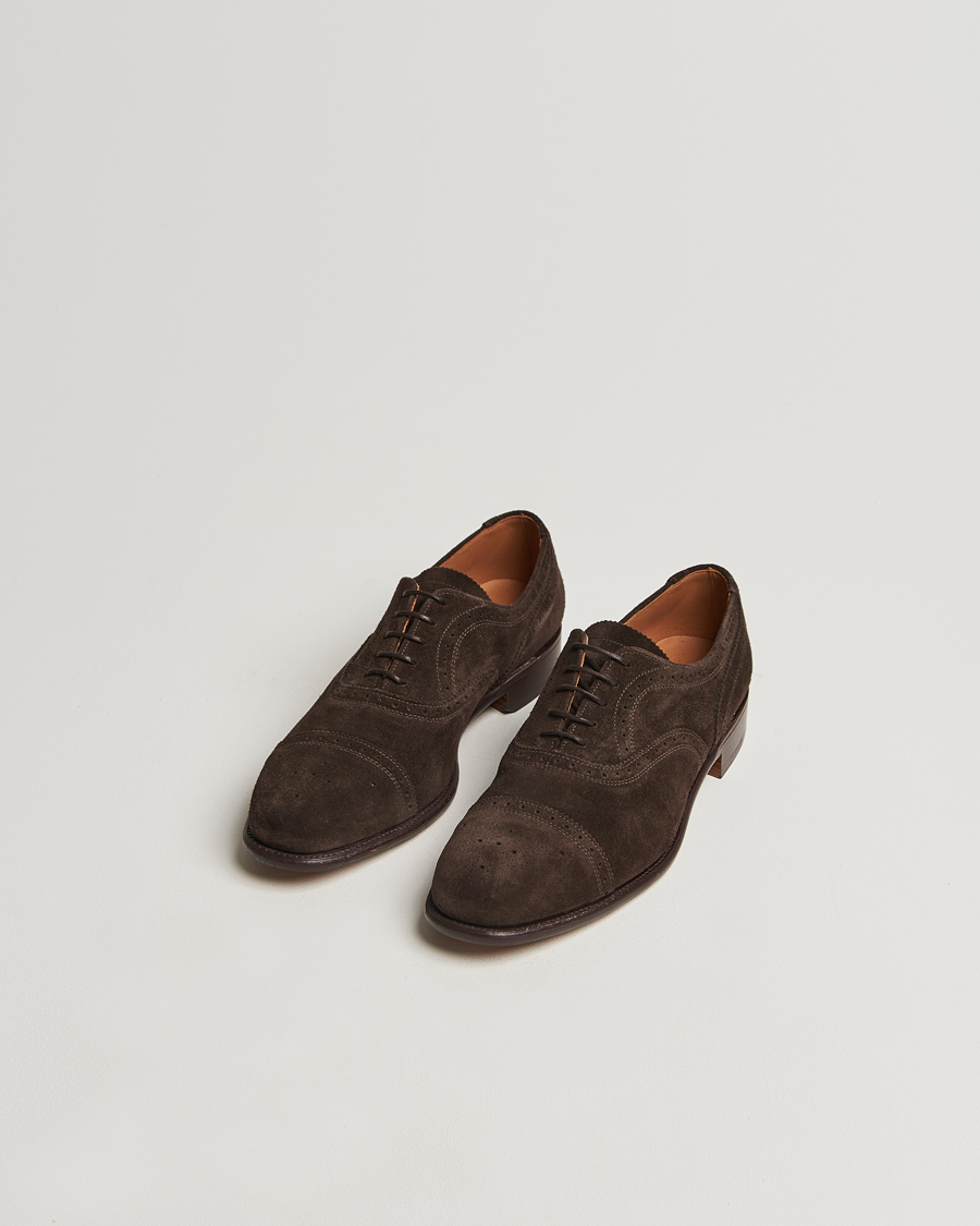 Homme | Sanders Moorgate Suede Semi Brogue Chocolate | Sanders | Moorgate Suede Semi Brogue Chocolate