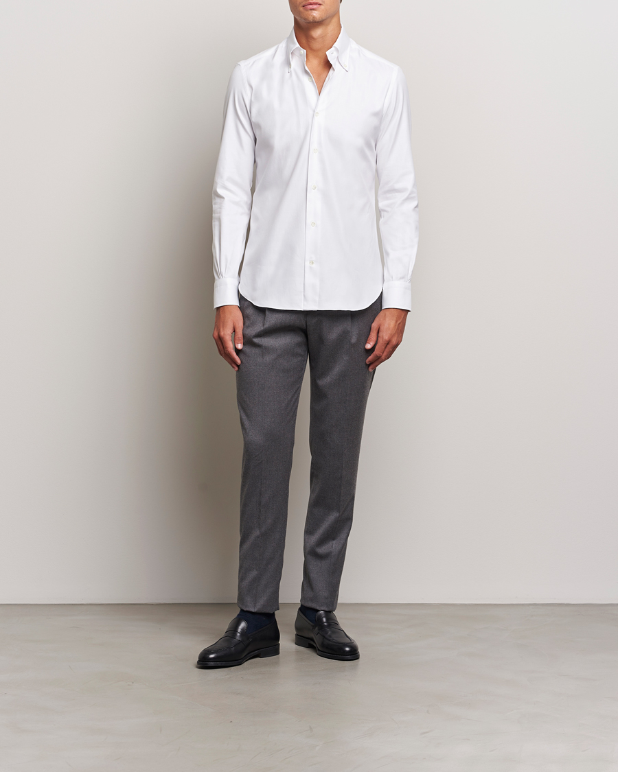 Homme | Chemises | Mazzarelli | Soft Twill Button Down Shirt White