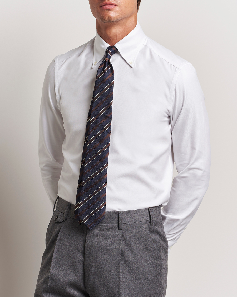 Homme | Chemises | Mazzarelli | Soft Twill Button Down Shirt White