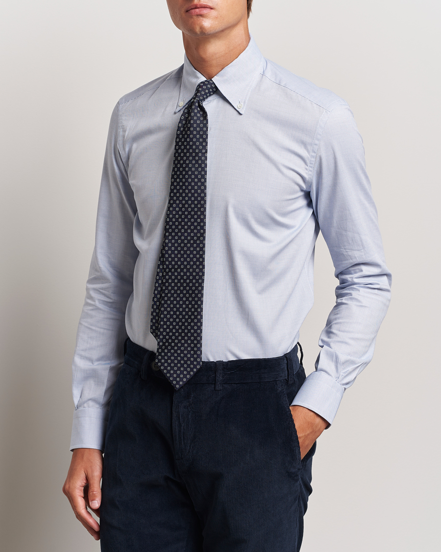 Homme | Chemises | Mazzarelli | Soft Cotton Button Down Shirt Light Blue