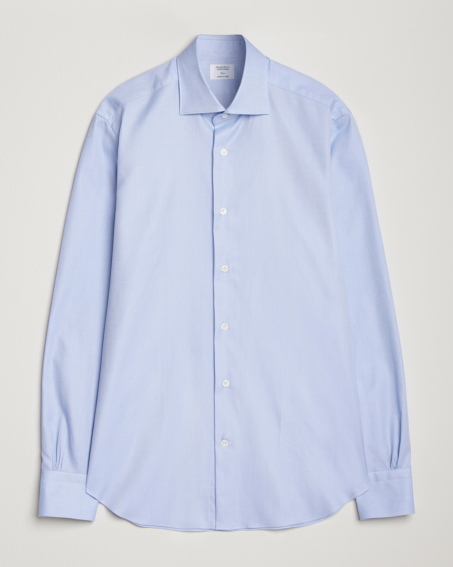 Homme | Chemises | Mazzarelli | Soft Oxford Cut Away Shirt Light Blue