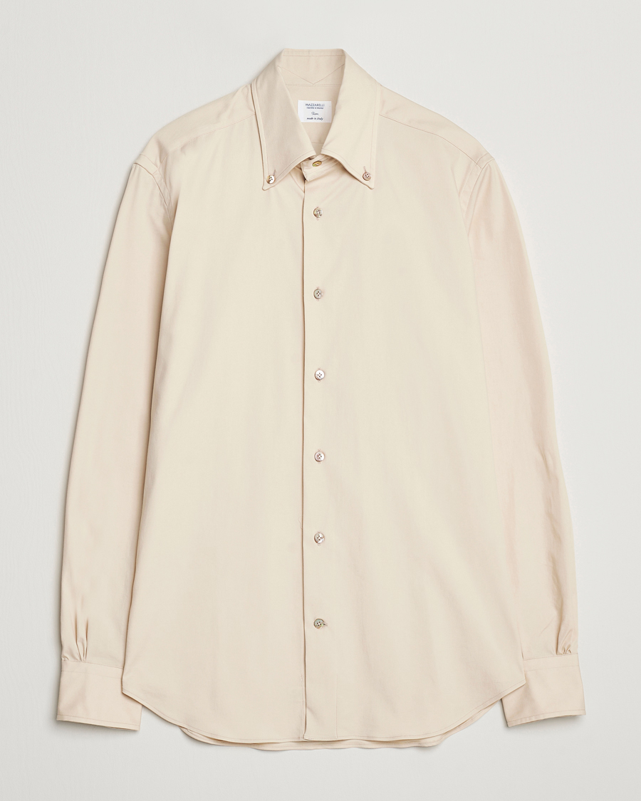 Homme | Chemises | Mazzarelli | Soft Garment Dyed Button Down Shirt Beige
