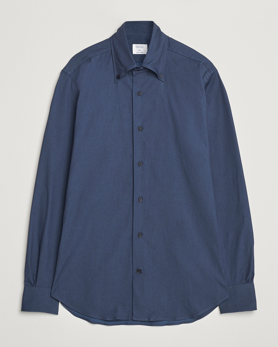 Homme | Chemises | Mazzarelli | Soft Garment Dyed Button Down Shirt Navy