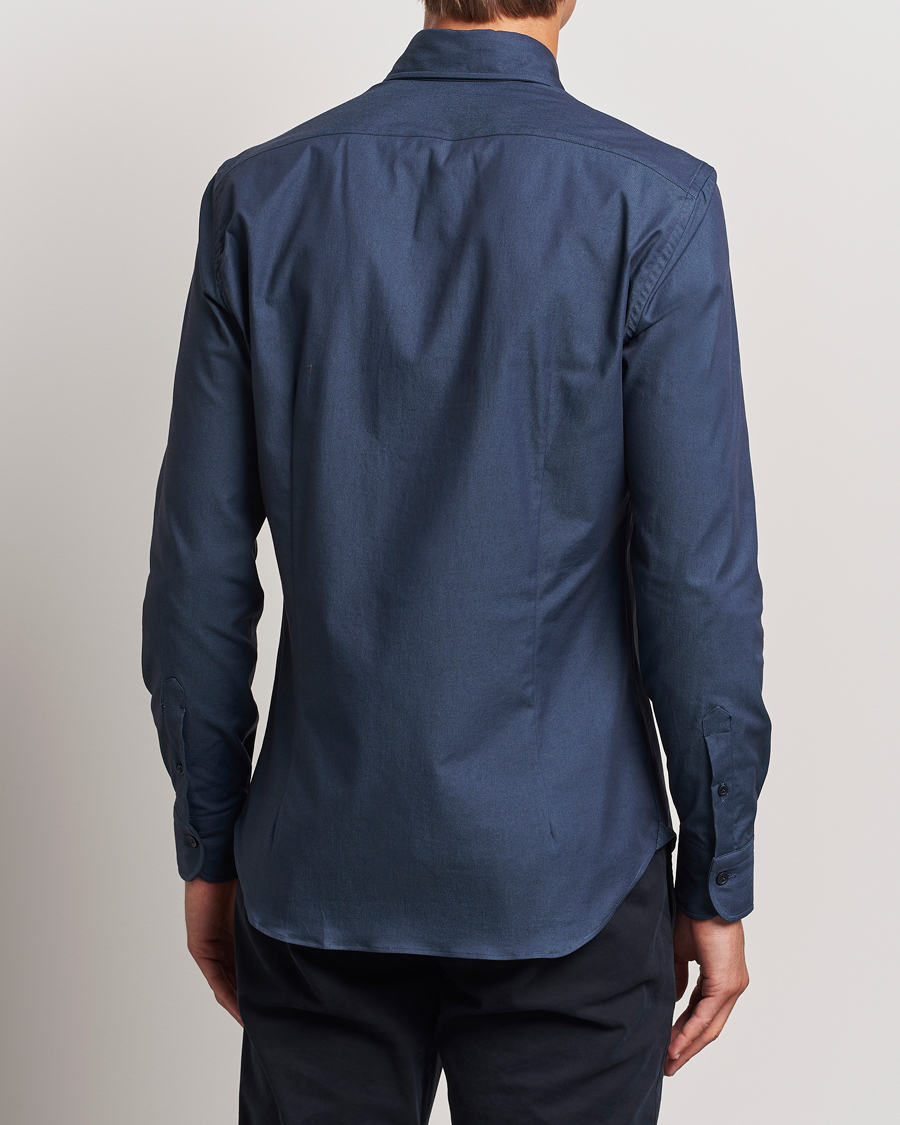 Homme | Chemises | Mazzarelli | Soft Garment Dyed Button Down Shirt Navy