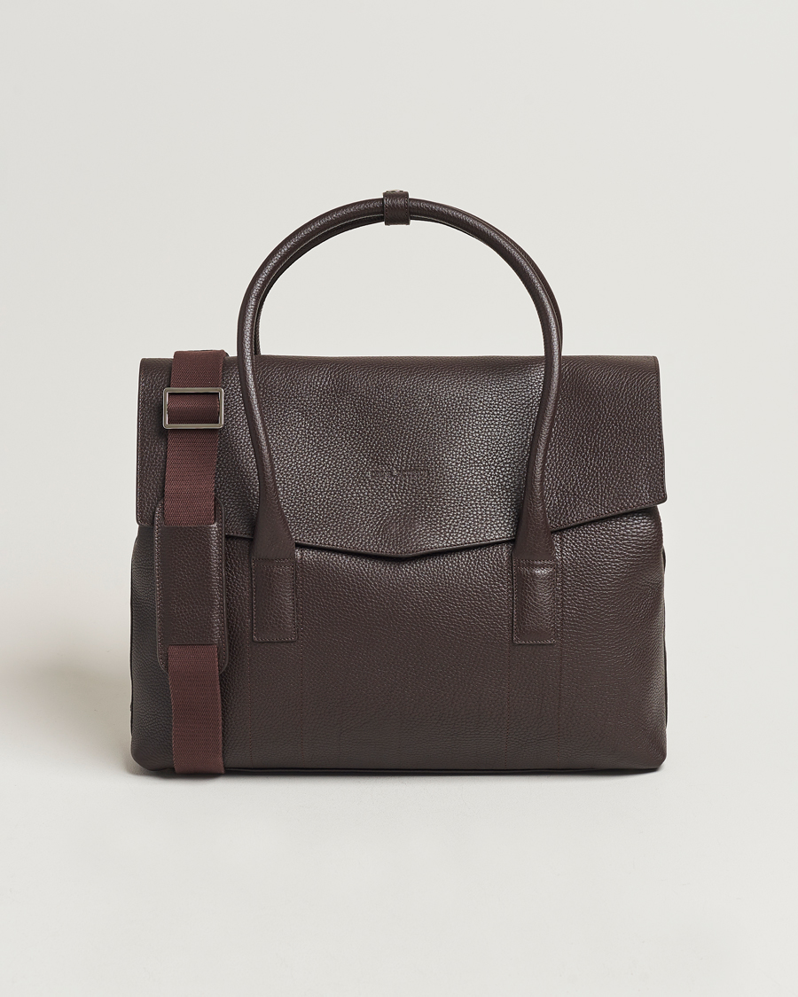 Homme | Oscar Jacobson Overnight Leather Bag Dark Mud Brown | Oscar Jacobson | Overnight Leather Bag Dark Mud Brown