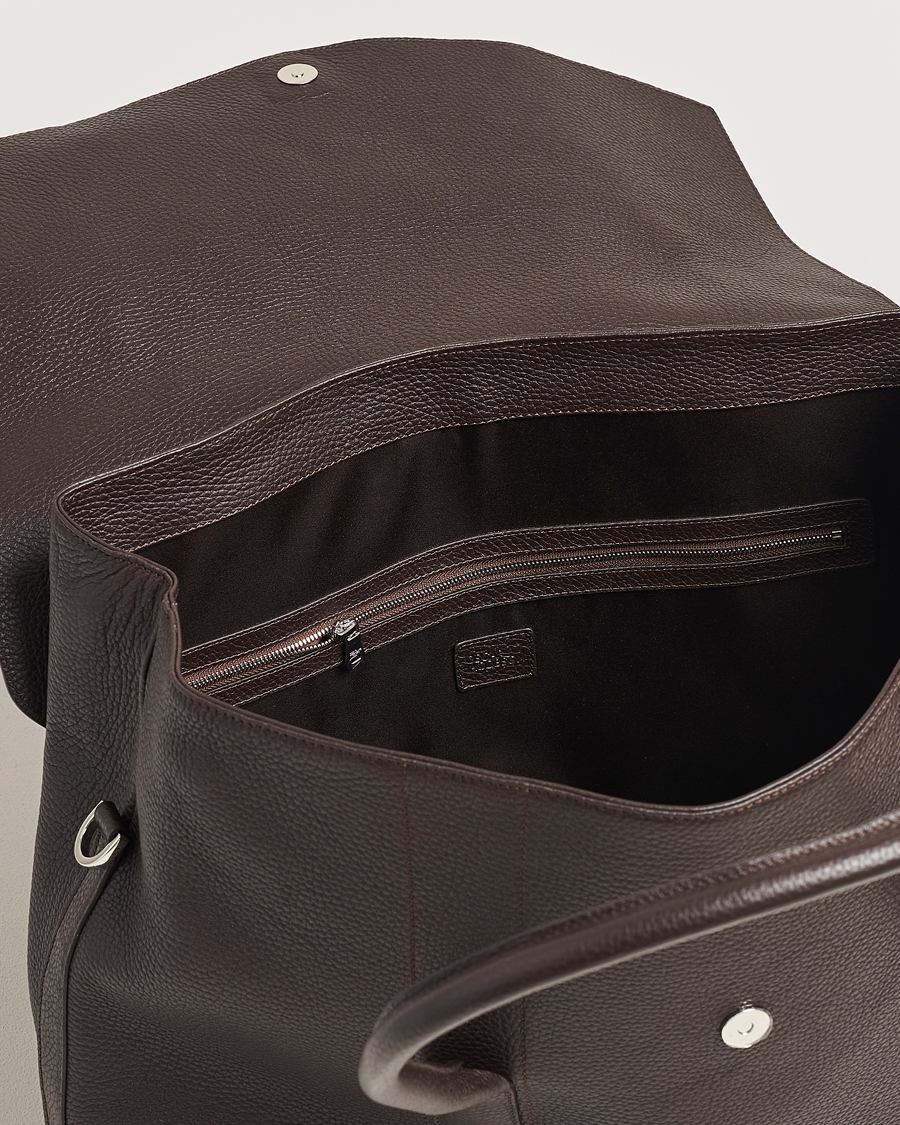 Homme | Oscar Jacobson Overnight Leather Bag Dark Mud Brown | Oscar Jacobson | Overnight Leather Bag Dark Mud Brown