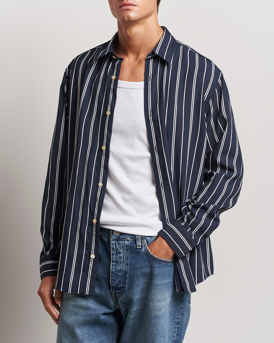 Homme | Chemises | NN07 | Quinsy Striped Shirt Navy/White