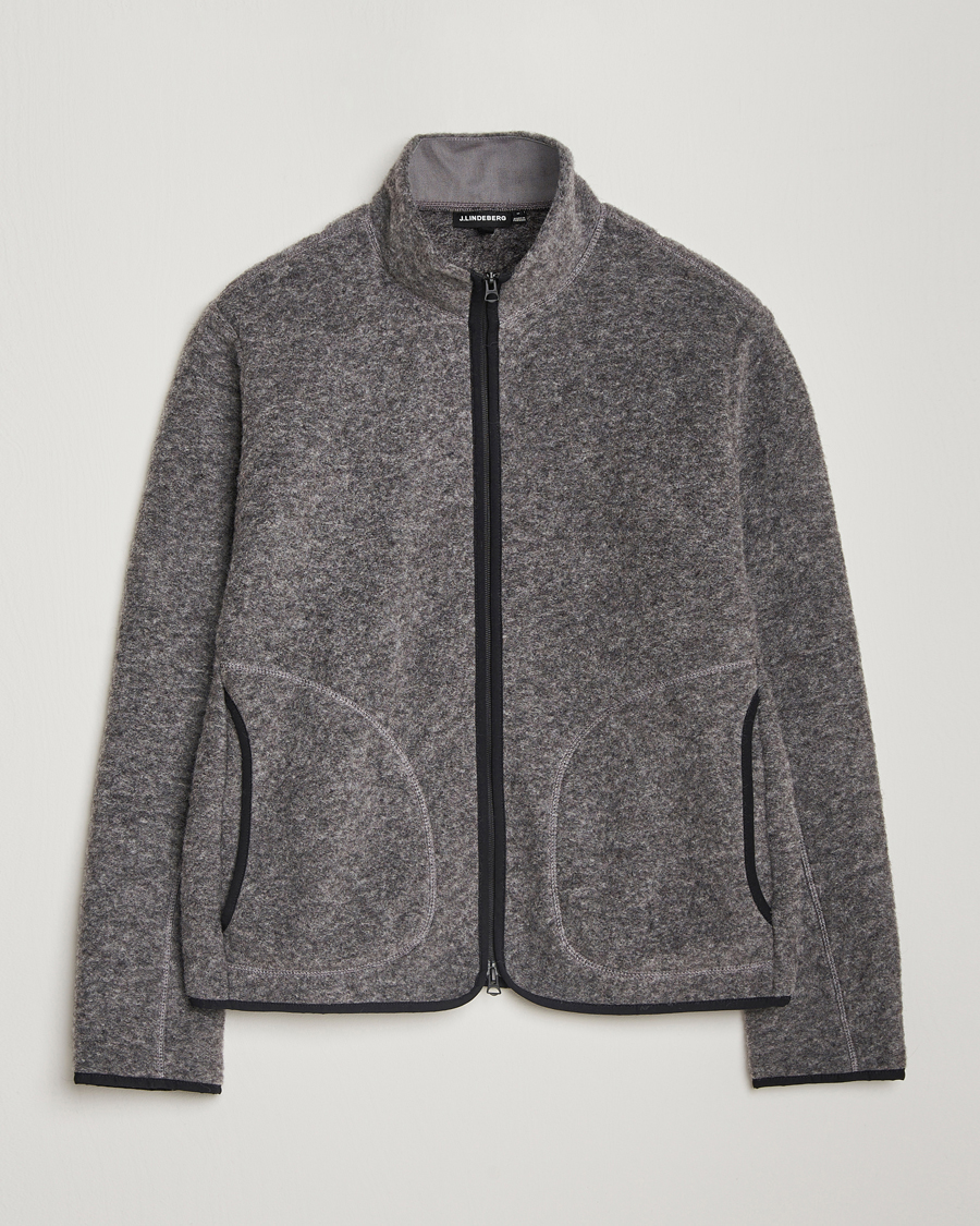 Homme | Pulls Et Tricots | J.Lindeberg | Dustin Wool Fleece Jacket Light Grey Melange