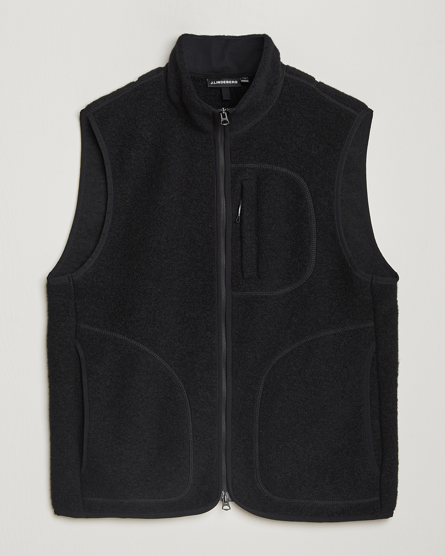 Homme | Gilets | J.Lindeberg | Duncan Wool Fleece Vest Black