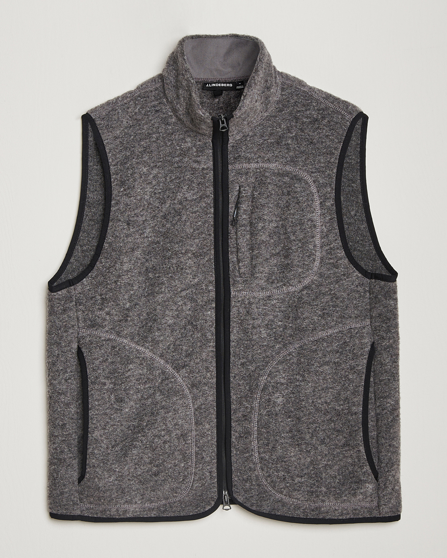 Homme | Gilets | J.Lindeberg | Duncan Wool Fleece Vest Light Grey Melange