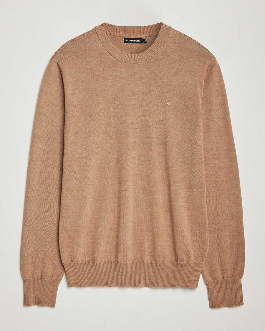 Homme | Pulls Et Tricots | J.Lindeberg | Keane Merino Crew Neck Sweater Tiger Brown