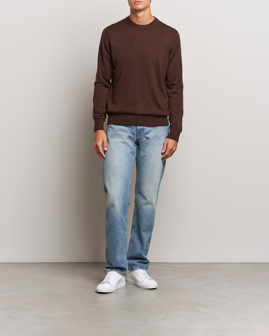 Homme | Pulls Et Tricots | J.Lindeberg | Keane Merino Crew Neck Sweater Bitter Chocolate