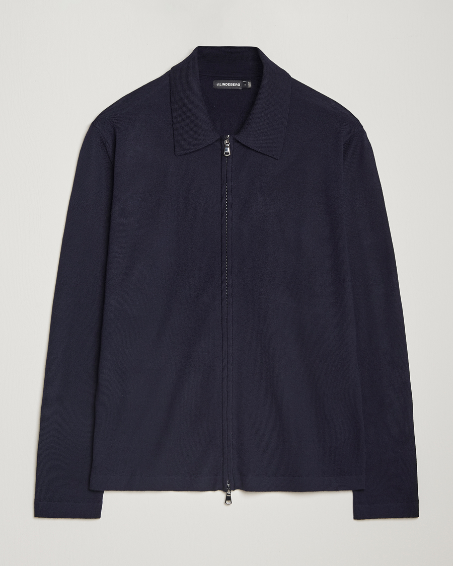 Homme | Pulls Et Tricots | J.Lindeberg | Kaleb Merino Zip Cardigan Navy