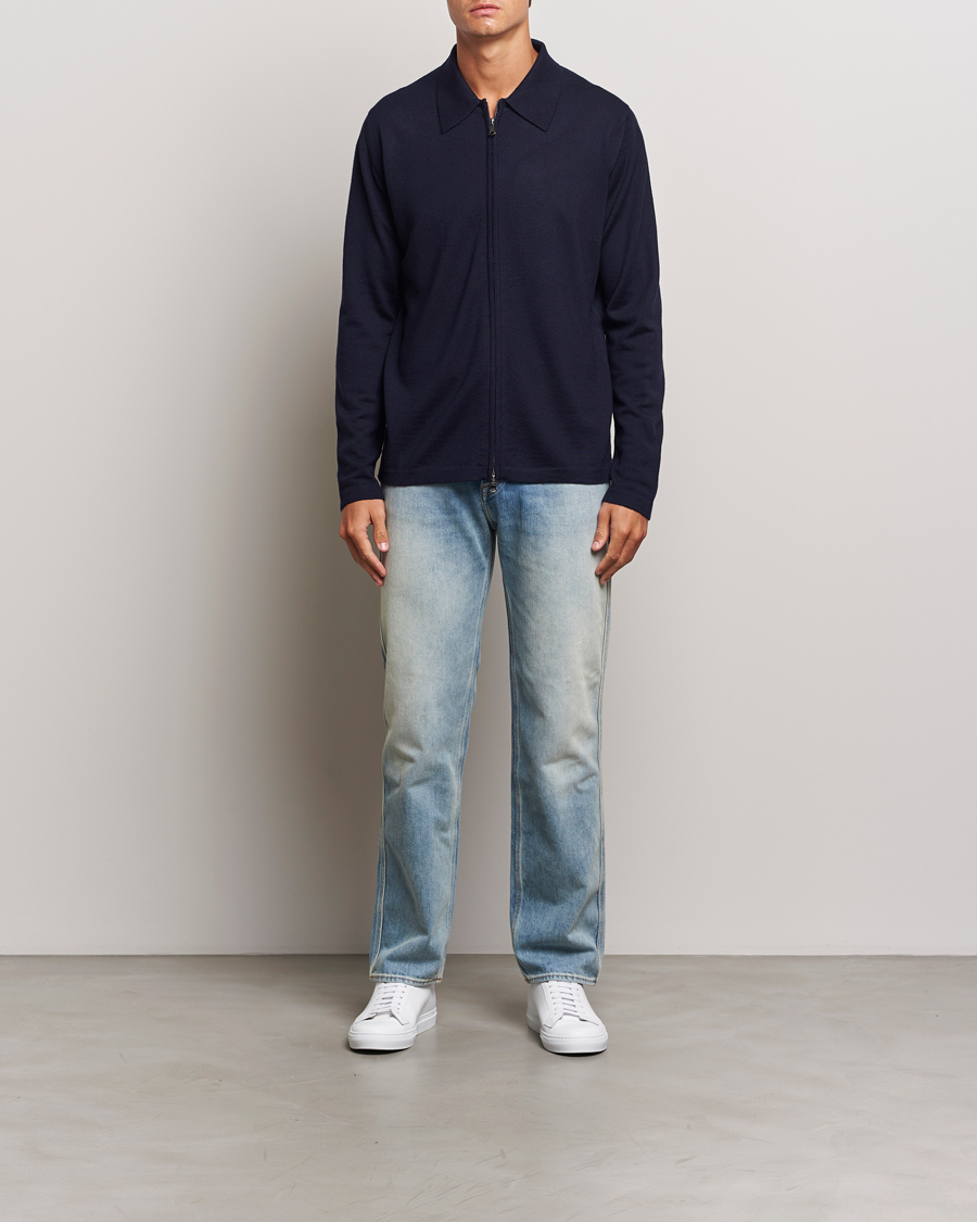 Homme | Pulls Et Tricots | J.Lindeberg | Kaleb Merino Zip Cardigan Navy
